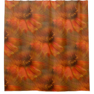 Rideaux De Douche Orange Daisy Flower Nature Motif