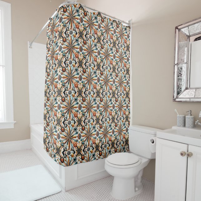 Rideaux De Douche Orange Diamonds Mid Century Modern Shower Curtain (En situation)