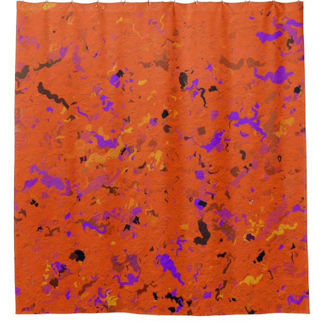 Rideaux De Douche Orange, jaune, Purple and Black Abstract (Devant)