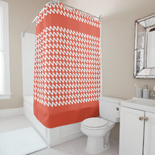 Rideaux De Douche Orange Rouge et blanc Moderne Vagues Sharp