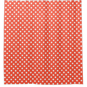 Rideaux De Douche Orange, Rouge, point de polka en terre cuite