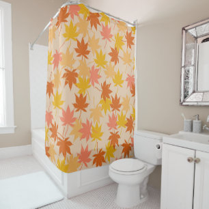 Rideaux De Douche Orange Rustique Botanique Feuille Motif