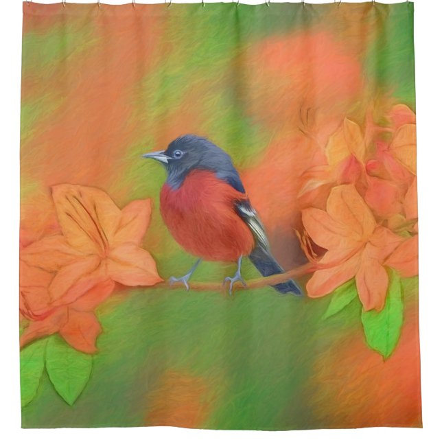 Rideaux De Douche Orchard Oriole Songbird Peinture Oiseau original (Devant)