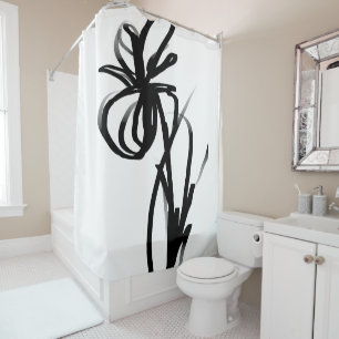 Rideaux De Douche Orchidée Blanc : Abstrait blanc et noir