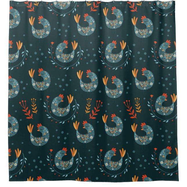 Rideaux De Douche Ornate Bird Motif (Devant)