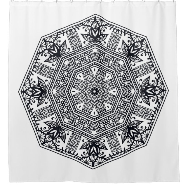 Rideaux De Douche Ornement rond de mandala (Devant)