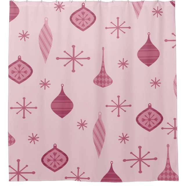 Rideaux De Douche Ornements de Noël rétro Rouge (Devant)