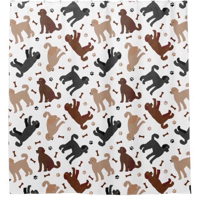 Rideaux De Douche Os et pattes de nouilles de Labradoodle (Devant)