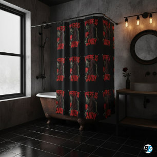 Rideaux De Douche Où Est Mon Bonbon ? Halloween d'horreur noire