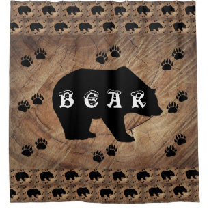 Rideaux De Douche Ours Noir Et Paniers Ours