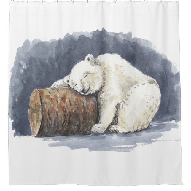 Rideaux De Douche Ours polaire dormant, aquarelle (Devant)
