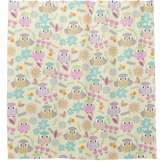 Rideaux De Douche Owl Pastel Yellow   (Devant)