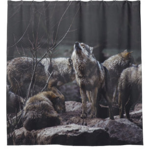 RIDEAUX DE DOUCHE PACK DE LOUPS EN FORMATION ROCK