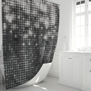 Rideaux De Douche Paillettes Argentées Brillantes Glamour