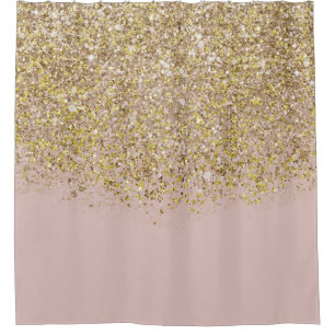 Rideaux De Douche Paillettes Rose et Or Moderne Tendance Glamour Chi