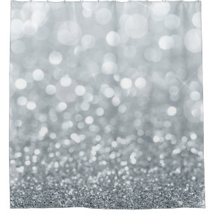 Rideaux De Douche Paillettes tendance glamour bokeh argenté brillant
