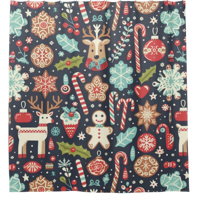 Rideaux De Douche Pain d'épices de Noël Motif sans couture (Devant)