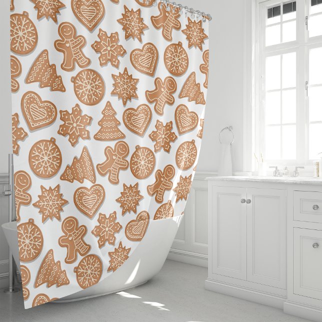 Rideaux De Douche Pain d'épices Homme Cookies doux Noël Whimsical (Créateur téléchargé)