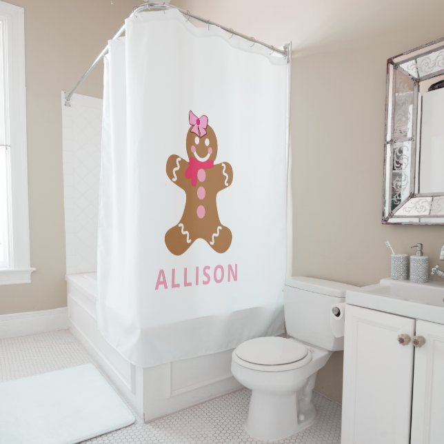 Rideaux De Douche Pain d'épices rose mou Enfants personnalisés (En situation)