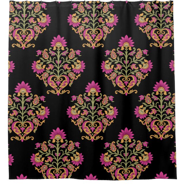 Rideaux De Douche Paisley floral moghol, design sans soudure. (Devant)
