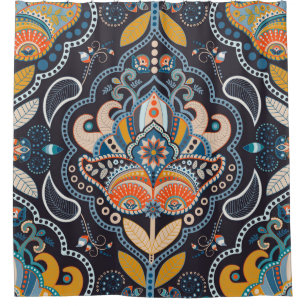 Rideaux De Douche Paisley Floral : Motif indien foncé