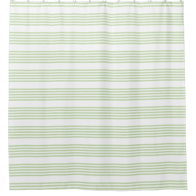 Rideaux De Douche Pale vert et blanc cinq bandes motif (Devant)