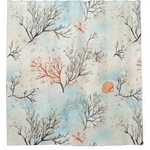 Rideaux De Douche Palette de plage de luxe avec corail et vague océa