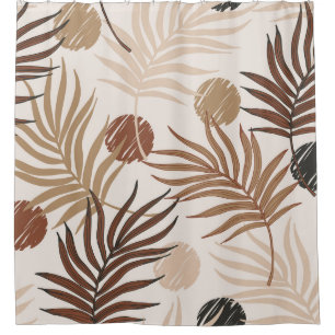 Rideaux De Douche palm feuille art sans couture motif sur terre ton