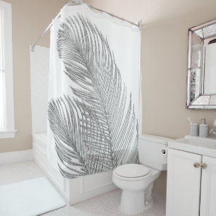 Rideaux De Douche Palm Feuille Finesse Line Art avec huile d'argent