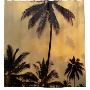 Rideaux De Douche Palm Tree Sunset Ocean Photo 11