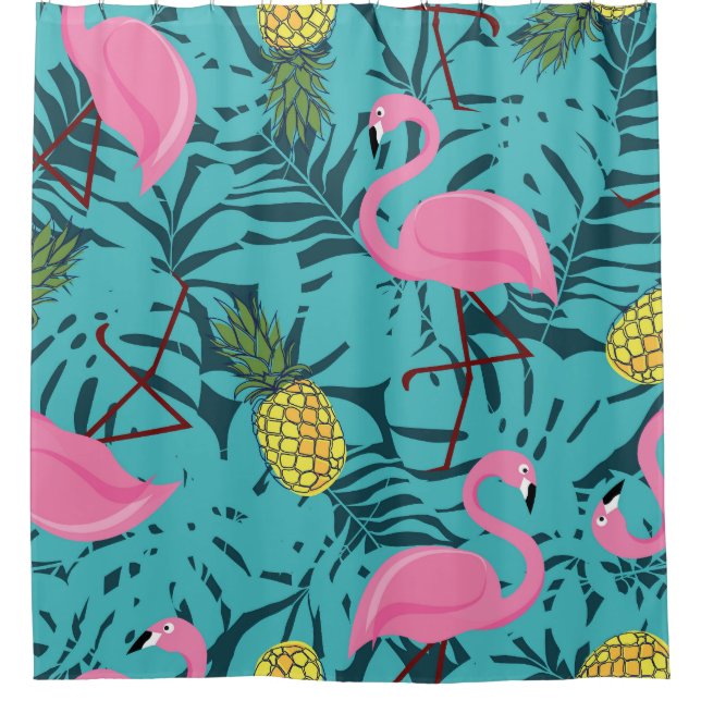 Rideaux De Douche Palme de Flamants roses roses : Exotic Hawaii (Devant)
