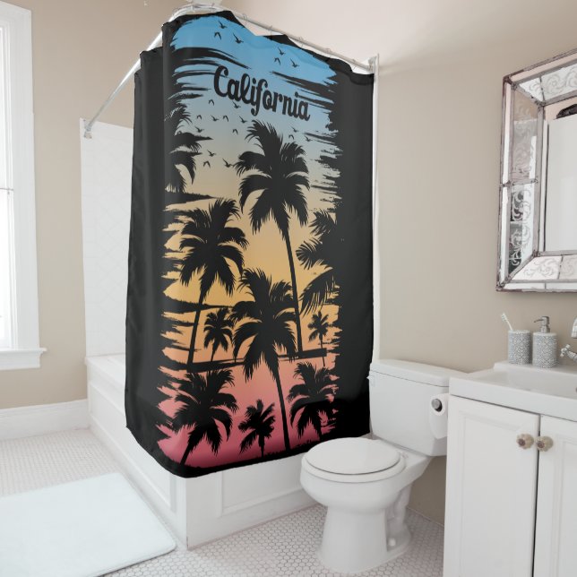 Rideaux De Douche Palmier de Californie (En situation)