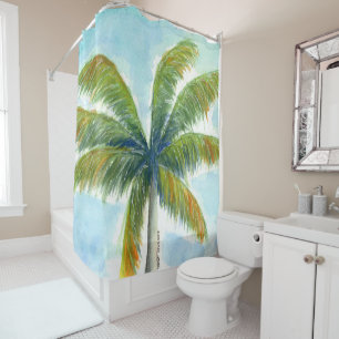 Rideaux De Douche Palmier de plage tropicale un jour ensoleillé