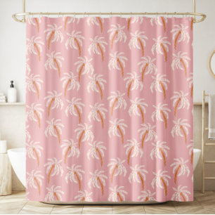 Rideaux De Douche Palmier rose Boho Côtier tropical