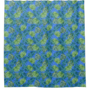 Rideaux De Douche Palmier Tropical Feuille Motif Vert bleu