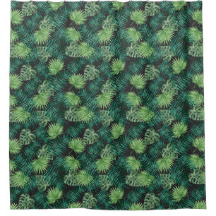 Rideaux De Douche Palmier Tropical Feuille Motif Vert Noir