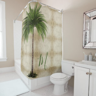 Rideaux De Douche Palmier Tropical Vintage Élégant