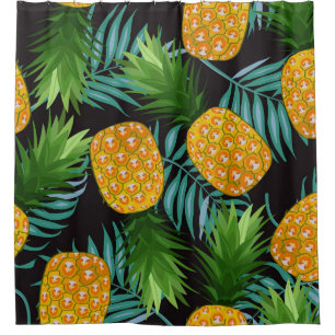 Rideaux De Douche Palmiers à ananas Tapisserie noire