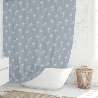 Rideaux De Douche Palmiers Boho Maison de Campagne Côtière Bleu Pous