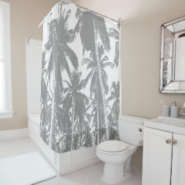 Rideaux De Douche Palmiers gris Silhouetté Design