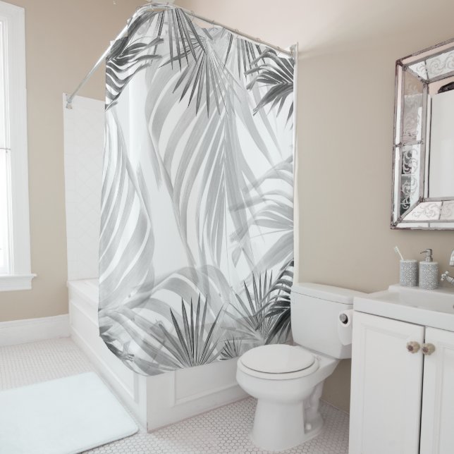 Rideaux De Douche Palmiers monochromes Bliss 1 #tropical #art (En situation)