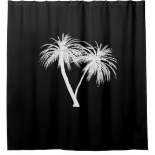 Rideaux De Douche Palmiers Tropicaux Noir & Blanc Moderne Chic