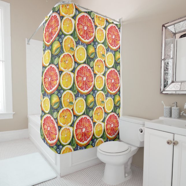 Rideaux De Douche Pamplemousse, Limon et Citrons Citrus Thématique (En situation)