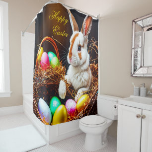 Rideaux De Douche Panier et oeufs de lapin de Pâques