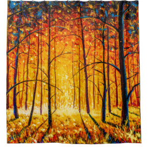 Rideaux De Douche Panorama orange automne ensoleillé chaude ruelle d