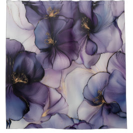 Rideaux De Douche Pansies violettes Aquarelle Violet Floral