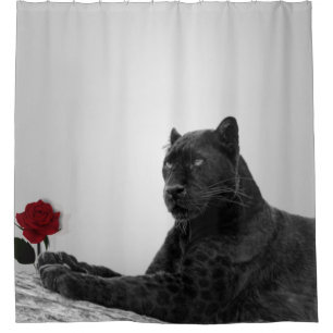 Rideaux De Douche Panther et Rose rouge
