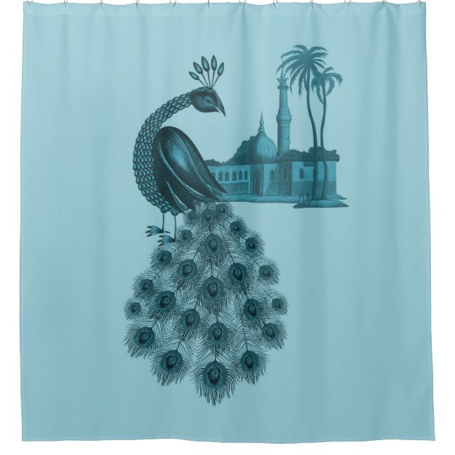 Rideaux De Douche Paon bleu romantique (Devant)