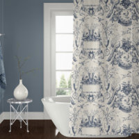 Paon Toile Vintage Bleu Blanc Coq et Lapin