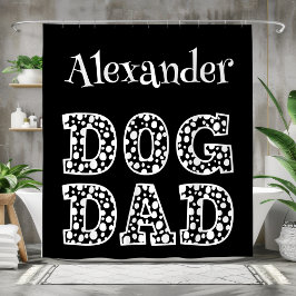 Rideaux De Douche Papa de chien noir et blanc personnalisé